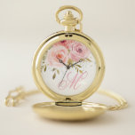 Rosa Vintage Rose Blütenfarben Taschenuhr<br><div class="desc">c) Happy Cat Studio</div>