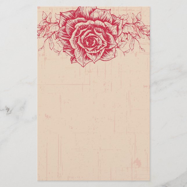 Rosa Vintage Rose Briefpapier (Vorderseite)