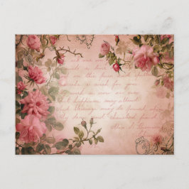 Rosa Vintage Rose Dekoupage Pattern Postkarte
