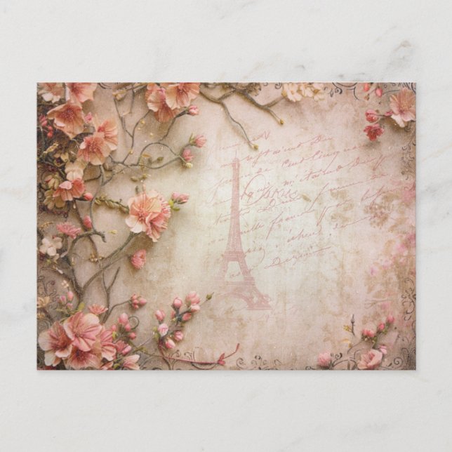 Rosa Vintage Rose Dekoupage Pattern Postkarte (Vorderseite)