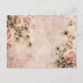 Rosa Vintage Rose Dekoupage Pattern Postkarte