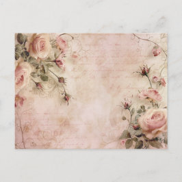 Rosa Vintage Rose Dekoupage Pattern Postkarte