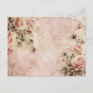 Rosa Vintage Rose Dekoupage Pattern Postkarte