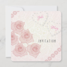 Rosa Vintage Rose Einladung zum Ehepaar