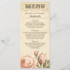 Rosa Vintage Rose elegante Hochzeitskarte Menükarte