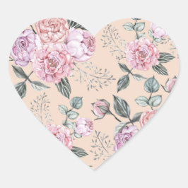 rosa Vintage Rose Herz-Aufkleber