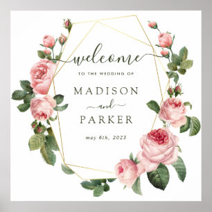 Rosa Vintage Rose Hochzeit Poster