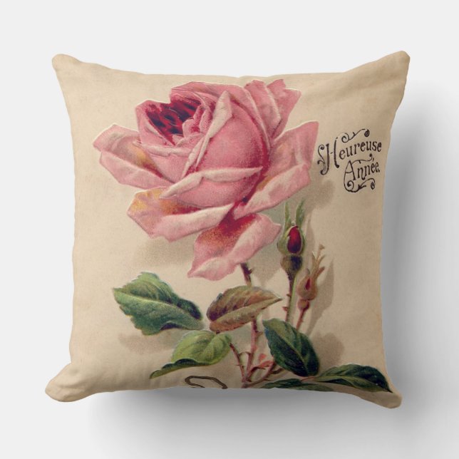 Rosa Vintage Rose Kissen (Vorderseite)