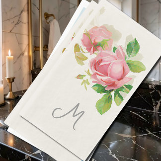Rosa Vintage-Rosen - monogrammiert Serviette