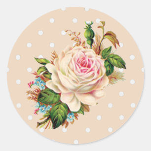 Rosa Vintage-Rosen Punkte Aufkleber