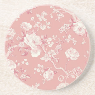 Rosa Vintage-Rosen-Toile-Blumenmuster Getränkeuntersetzer