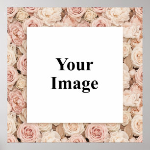 Rosa Vintage-Rosenrahmen-Foto Poster