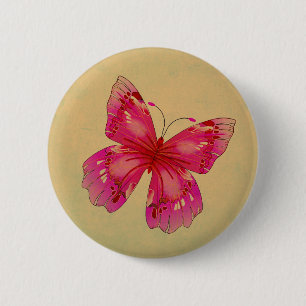 Rosa Vintage Schmetterlingskunst Button