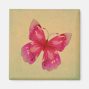 Rosa Vintage Schmetterlingskunst Magnet