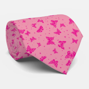 Rosa Vintage-Schmetterlingsmotiv Muster Krawatte