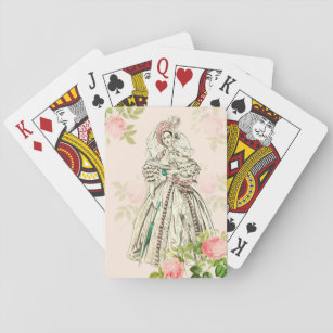 Rosa Vintage Spielkarten mit viktorianischer Dame