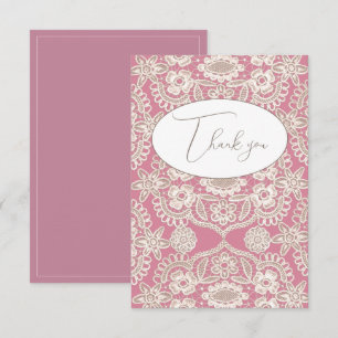 Rosa Vintage-Spitzen-Flat-Dankeschön-Karte Dankeskarte