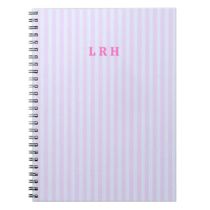 Rosa Vintage-Streifen personalisiertes Monogramm Notizblock