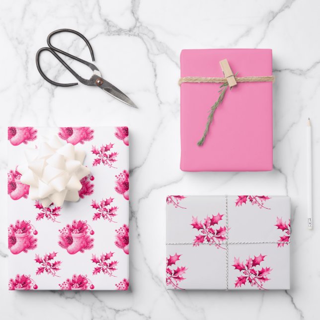 Rosa Vintage-Strümpfe Geschenkpapier Set (Vorderseite)