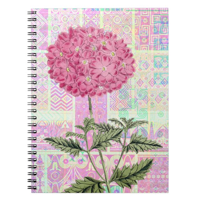 Rosa Vintage Style Hydrangea-Puff-Journal Notizblock (Vorderseite)