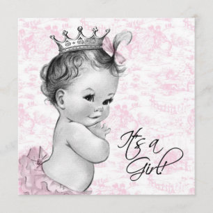 Rosa Vintage-Toilette-Babyschwester für Mädchen Einladung