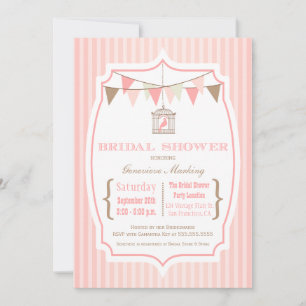Rosa Vintage Typografie Brautdusche Einladung