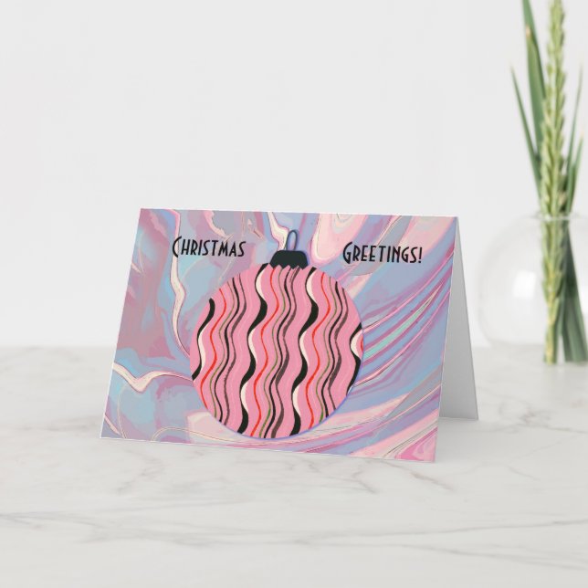 Rosa Vintage und Abstrakte Weihnachtsschmuckkarte Karte (Vorderseite)