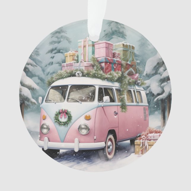 Rosa Vintage Vanagon Ornament (Vorderseite)