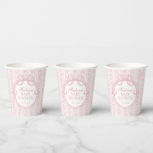 Rosa Vintage-verschlungene Blumen-Baby-Party Pappbecher