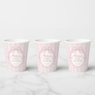 Rosa Vintage-verschlungene Blumen-Baby-Party Pappbecher