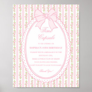Rosa Vintage-verschlungene Floral-Time-Capsule-Spi Poster