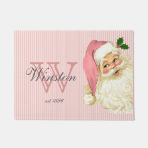 Rosa Vintage-Victorian-Santa-Claus-Monogramm Fußmatte