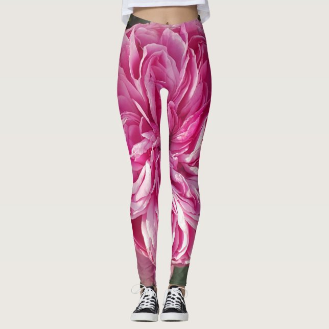 Rosa Vintage Viktorianische Rose Foto Blumenbeete  Leggings (Vorderseite)