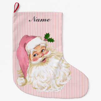 Rosa Vintage-Viktorianischer Weihnachtsmann Großer Weihnachtsstrumpf