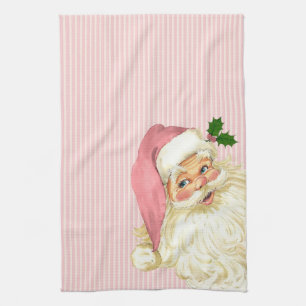 Rosa Vintage viktorianischer Weihnachtsmann Shabby Geschirrtuch