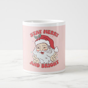 Rosa Vintage-Weihnachtsmann "Bleib fröhlich und he Jumbo-Tasse