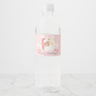 Rosa Vintage Weihnachtsmann viktorianischer Shabby Wasserflaschenetikett