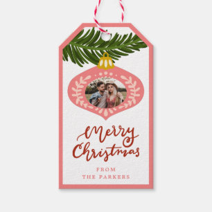 Rosa vintage Weihnachtsschmuck Foto-Geschenkanhä Geschenkanhänger