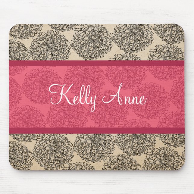 Rosa Vintage Zinnia Mousepad (Vorne)