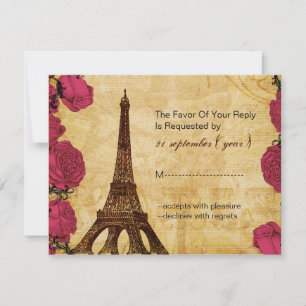 Rosa Vintager Eiffelturm Paris Hochzeit Rsvp Karte