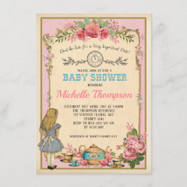 Rosa Vintages Alice im Wunderland-Tee-Party laden Einladung