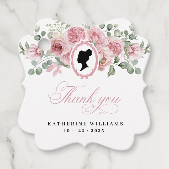 Rosa Vintages Brautparty Geschenkanhänger (Vorderseite)