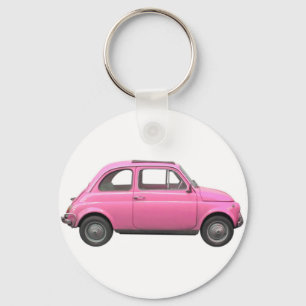Rosa Vintages italienisches Auto Fiats 500 Schlüsselanhänger