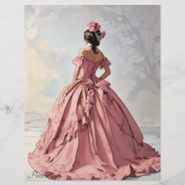 Rosa Vintages Kleid Viktorianische Lady Scrapbook