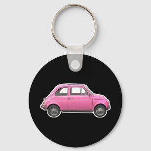 Rosa Vintages Sechzigerauto Fiats 500 Cinquecento Schlüsselanhänger