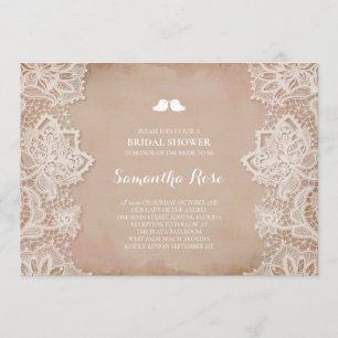 Rosa Vintages Spitzen-Brautparty Einladung