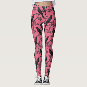 Rosa Vintages Vogelmuster Leggings