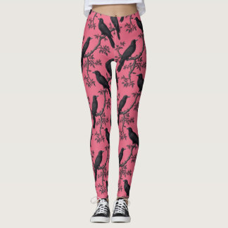 Rosa Vintages Vogelmuster Leggings