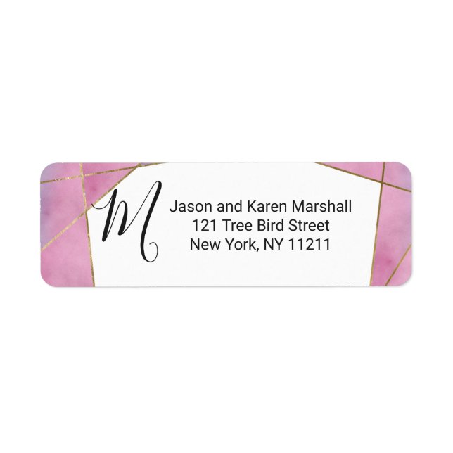 Rosa Violet Gold Wasserfarbe Geo-Adresse (Vorne)