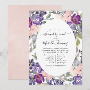 Rosa, Violett und Pflaume Baby Shower per Post Einladung